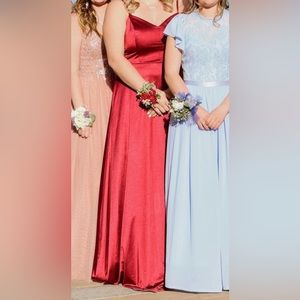 RED SATIN PROM DRESS - Size 16W